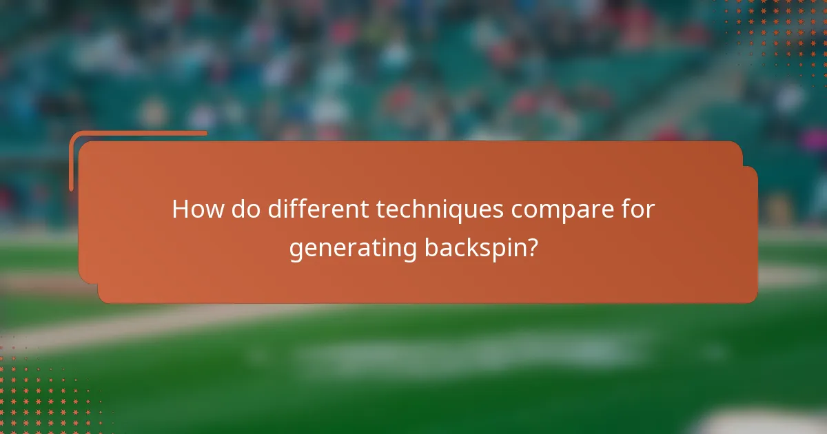 How do different techniques compare for generating backspin?