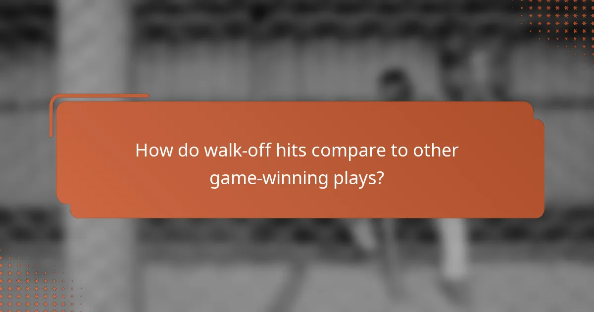 How do walk-off hits compare to other game-winning plays?